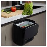 MACOPRO Hanging Small Trash Can with Lid Under Sink for Kitchen, Food Waste Bin for Countertop Compost Bin with Lid, Wall Mount Mountable Garbage Can for Bathroom, RV, 6.8L/1.8 Gal