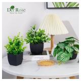 Der Rose 6 Pack Fake Plants Small Artificial Plants in Black Pots for Home Office Desk Bathroom Aesthetic Farmhouse Room Decor Indoor