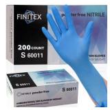 FINITEX 200 Count Disposable Nitrile Gloves  Blue Medical Exam Glove  Powder Free  Latex Free  Food Safe Work Nitrile Cleaning Gloves  Small