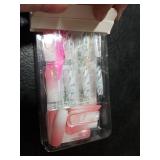 Ombre Pink White Press on Nails Long Square BAOYAALIN, Glitter Fake Nails with Rhinestones Design Gel Glue on Nails for Women Full Cover Acrylic Artificial False Stick on Nail for Wedding 24Pcs