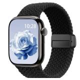 Braided Stretchy Band Compatible with Apple Watch Bands 38mm 40mm 41mm 42mm 44mm 45mm 46mm 49mm Women Men, Soft Nylon Solo Loop Magnetic Sport Strap for iWatch Series 11 10 9 8 7 6 5 4 3 2 1 SE Ultra