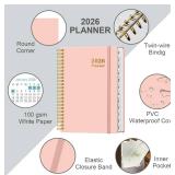2026 Planner - Weekly and Monthly Calendar Planner from Jan 2026 - Dec 2026, Planner 2026 Spiral Bound with 12 Monthly Tabs, Inner Pocket, Perfect for School Office Supplies, 6.4 x 8.5, Pink