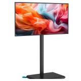 Rfiver Swivel Floor TV Stand with Mount for 32-60 inch TVs up to 88 lbs, Height Adjustable Tall TV Stand with Wood Base, Saving Space Design for Bedroom, Living Room and Corner, Max VESA 400x400mm