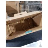 HOMKULA Ceramic Fruit Bowl for Kitchen Counter - 3 Tier Fruit Basket with Metal Stand, Tiered Fruit Stand for Countertop, Snack, Nuts, Cake, Dessert, Cute (Gold, Large) SMALL CHIPS