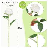 Hananona Artificial Roses in Bulk, Fake Silk White Roses Realistic Roses for Wedding Centerpieces Flower Arrangement Home Decor (100, White)