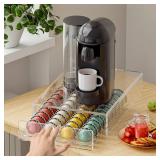 BXINREDA Acrylic Coffee Pod Organizer for Nespresso Vertuo Pod Holder 40 Pods Clear Vertuo Pod Storage Drawer (1 Tier) (Clear)