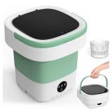 Portable Washing Machine, 12L Upgraded Mini Washing Machine With Spin Basket, Foldable Washer Cleaning for Underwear, Baby Clothes Socks and Small Items, Small Washer for Apartments, Dorm,RV (Green)