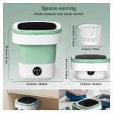 Portable Washing Machine, 12L Upgraded Mini Washing Machine With Spin Basket, Foldable Washer Cleaning for Underwear, Baby Clothes Socks and Small Items, Small Washer for Apartments, Dorm,RV (Green)