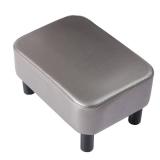 IBUYKE 16.54 Small Footstool, PU Faux Leather Step Stool, with Padded Seat Pine Wood Legs and Padded Rectangular Stool, for Bedroom, Gray RF-BD211