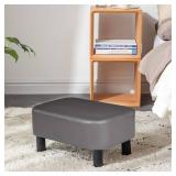 IBUYKE 16.54 Small Footstool, PU Faux Leather Step Stool, with Padded Seat Pine Wood Legs and Padded Rectangular Stool, for Bedroom, Gray RF-BD211