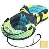 AirsFish 49-Inch 2-Person Snow Tube Inflatable (450 lbs Capacity) - Heavy Duty 0.75mm Freeze-Resistant PVC with Reinforced Tow Leash & Deep Cushioned Seat - Winter Outdoor Sled