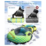AirsFish 49-Inch 2-Person Snow Tube Inflatable (450 lbs Capacity) - Heavy Duty 0.75mm Freeze-Resistant PVC with Reinforced Tow Leash & Deep Cushioned Seat - Winter Outdoor Sled