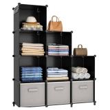 HOMIDEC Closet Organizers and Storage, 9 Cube Storage Organizer, Portable Closet Organizer Cubes Shelves for Clothes, Bedroom, Kids Room, Bathroom, Wardrobe, Garment Racks, Black