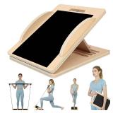 2-in-1 Professional Wooden Balance Board & Slant Board,Free Pilates Accessories Beginner Home Workout Set with Adjustable Incline Board and Calf Stretcher,Stretch Board for Knees Ankle Heel Feet Leg.