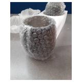 DAMAGE ON ONE SEE PHOTOD Gusto Nostro White Marble Wine Chiller for Glass and Stainless Steel Tumbler Set of 2 - Freezable Wine Glass Chiller Holder - Cool Set of Chillers and Stemless Metal Wine Tumb