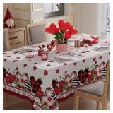 XCHI Plaid Love Hearts Valentineâs Day Tablecloth Rectangle Table Cloth Washable Table Covers for Indoor Outdoor Dining Home Party Decorations 60x84 Inch - Retail: $16