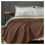PHF 100% Cotton Waffle Weave Blanket King Size for Bed,Snag Proof Lightweight Breathable Moisture-wicking Throw for Couch,Great for Layering in Cold Weather,Machine Washable,Home Decor Gift-Cappuccino