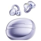 NEOQOQO A50 Clip on Earbuds, Bluetooth 6.0 Wireless Open Ear Headphones w/5.3g Weightless Comfort,48H Playtime,3D Soundstage,Clear Call Mics,IPX5,Multipoint Connection,Fit for Workout Running Purple -