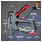 WORKPRO Staple Gun, 6-in-1, Manual Brad Nailer with Staples, Upholstery Stapler Nail Gun for Fixing Material, Decoration, Carpentry, Furniture, Doors and Windows - Retail: $22