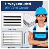 8x12 Inch (Duct Opening) Aluminum 1-Way Air Flow Vent â HVAC Vent Cover for Wall or Ceiling â Quiet HVAC Wall Register with Multi-Shutter Damper â Adjustable Curved Blade - Plastic Seal