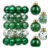 Briful 50mm/1.97\" Shatterproof Clear Plastic Christmas Ball Ornaments Decorative Transparent Xmas Balls Baubles Set with Stuffed Delicate Decor Hanging Christmas Tree Ornaments(24 Counts, Green) - Re