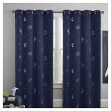 Vangao Navy Blue Kids Curtains for Boys Bedroom Space Theme Blackout Curtains for Kids Nursery Girls Room 72 Inches Length Silver Foil Print Drapes Grommet Top Window Treatments Set 2 Panels - Retail: