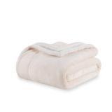 Berkshire Blanket-Sherpa Throw Blanket, Warm and Soft Loftmink Reversible Throw for Couch, Sofa and Travel, Cream, 50 in x 60 in - Retail: $18