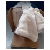 Berkshire Blanket-Sherpa Throw Blanket, Warm and Soft Loftmink Reversible Throw for Couch, Sofa and Travel, Cream, 50 in x 60 in - Retail: $18