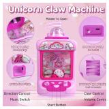 Marlrin Claw Machine for Kids, Mini Vending Machine Girls Unicorn Toys, Candy Grabber Prize Dispenser with Sound & 20 Mini Plush Toys, Electronic Arcade Game Indoor Toy for Home Party Birthday Gifts -
