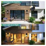 AEQ Solar Wall Lights Outdoor, Solar Wall Sconce with 3 Lighting Modes & Motion Sensor, Waterproof Porch Light with Clear Panel for Garage Porch Yard Front Door 5.8 x 5.8 x 13.58 in - Retail: $60