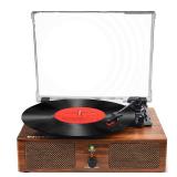 Vinyl Record Player Wireless Turntable with Built-in Speakers and USB Belt-Driven Vintage Phonograph Record Player 3 Speed for Entertainment and Home Decoration - Retail: $50