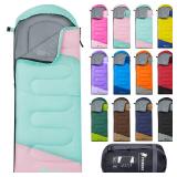 PTEROMY Sleeping Bags for Adults, Lightweight and Machine Washable, Water Resistant Backpacking Camping Sleeping Bag for Warm Cold Weather, Camping Essentials for Hiking Travel (Turquoise, 1.35kg) - R
