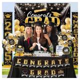 Graduation Decorations 2025, Black And Gold Graduation Party Decorations, Take Pictures Backdrop, Congrats Grad Banner, Graduations Balloon
