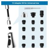 Universal Kitchen Faucet Head Replacement with 15 Adapter Kit Compatible with Kohler/Moen/Delta Faucet, 3 Function Pull Down Sink Faucet Spray Head, Chrome - Retail: $16