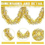 Sosation 100 ft Christmas Tinsel Garland Christmas Tree Twist Garland Bulk Glitter Metallic Streamer Indoor Outdoor Hanging Xmas Decorations(Gold Silver)