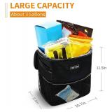 HOTOR 3 Gallons Car Trash Can, Ultra Large Capacity Organizer and Storage with Adjustable Straps & Magnetic Snaps, Waterproof Car Accessory for Interior Car Stuff Storage, Black - Retail: $25