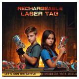 VATOS Rechargeable Laser Tag Set of 2 Player - 2.4GHz Data Fully SYNC 2 Gun & 2 Vest Sensors - Cool Birthday Toys & Ideas Laser Tag Gun for Kids Teen Adults for Outdoor Family Activities - Retail: $60