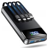 OHOVIV Portable Charger Power Bank 50000mAh Battery Pack, 22.5W Fast Charging PowerBank with Built in Cables,Travel Camping Essential USB-C Portable Phone Charger for iPhone Samsung Pixel Android iPad