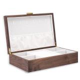 IRIVER BLANK High-end Solid Wood Jewelry Storage Box Ladies Retro Wooden Necklace Jewelry Bracelet Watch Display Box Handmade Wedding Birthday Anniversary Jewelry Collection Box(Single layer) - Retail