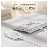 seenda Wireless Keyboard and Mouse Combo, Rechargeable Quiet Keyboard Mouse, Sleek and Ultra Thin Design, Full-Size with Number Pad for Windows, Laptop, PC, Notebook, Desktop- Silver and White - Retai