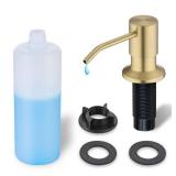 Gold Soap Dispenser for Kitchen Sink, WEWE Brushed Gold Soap Dispenser with Long Spout and Gold Soap Pump Built in Countertop Under Sink Stainless Steel - Retail: $25