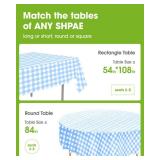 Pureegg Plastic Table Cloth Disposable 10 Pack, 54 x 108 Inch Table Cloths, Party, Picnic, Decorative Gingham Tablecloths, Rectangle, Blue and White Checkered Cover, Leakproof & Sturdy, Blue Plaid - R