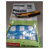 Pureegg Plastic Table Cloth Disposable 10 Pack, 54 x 108 Inch Table Cloths, Party, Picnic, Decorative Gingham Tablecloths, Rectangle, Blue and White Checkered Cover, Leakproof & Sturdy, Blue Plaid - R