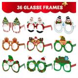 JOYIN 36 Pcs Christmas Paper Eyeglasses, Christmas Party Glasses, Frame Costume Eyeglasses Assorted Designs for Adults and Children for Christmas Party Supplies Photo Booth and Party Favors