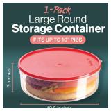 Pie Carrier Cake Storage Clear Container with Red Lid | 10.5\" Large Round Plastic Cupcake Cheesecake Muffin Flan Cookie Tortilla Holder Storage Containers Airtight | Pie Keeper Transport Container - 
