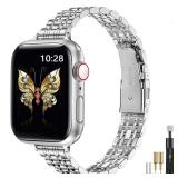 MioHHR Slim Metal Band Compatible with Apple Watch Band 42mm(Series 11 10) 41mm(Series 9 8 7) 40mm(Series 6 5 4 SE3/2/1) 38mm(Series 3 2 1),Stainless Steel iWatch Bands for Women,Silver - Retail: $20