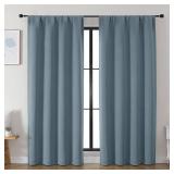 Simplebrand Ava Stone Blue Blackout Curtains for Bedroom 84 Inch Length 2 Panels Set, Solid Thermal Insulated Privacy Living Room Window Treatment Curtains Blackout Drapes, W50 x L84 Inch, Stone Blue 