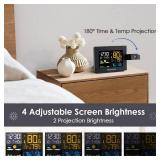 Newentor Atomic Projection Alarm Clock with Weather Station for Bedrooms, Projector Clocks with WWVB Function, Indoor Outdoor Thermometer Wireless, Temperature Humidity Monitor and Weather Forecast - 