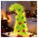 NEXSTRON Mini Christmas Tree 20â³ Tabletop Grinch Tree with 13 Christmas Ornament, Whimsical Green Desk Christmas Tree Xmas Gifts for Friends and Family Christmas Decor Party Home Office Indoor - 