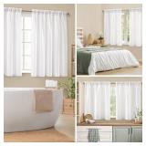 HOMEIDEAS Non-See-Through White Privacy Sheer Kitchen Curtains 36 Inches Long 2 Panels Set Light Filtering Short Tier Curtains for Living Room Bedroom Cafe Window Drapes W30xL36 - Retail: $18